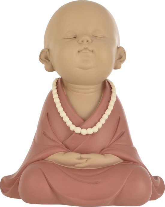 J-Line figurine Moine Zen - polyrésine - terracotta - large