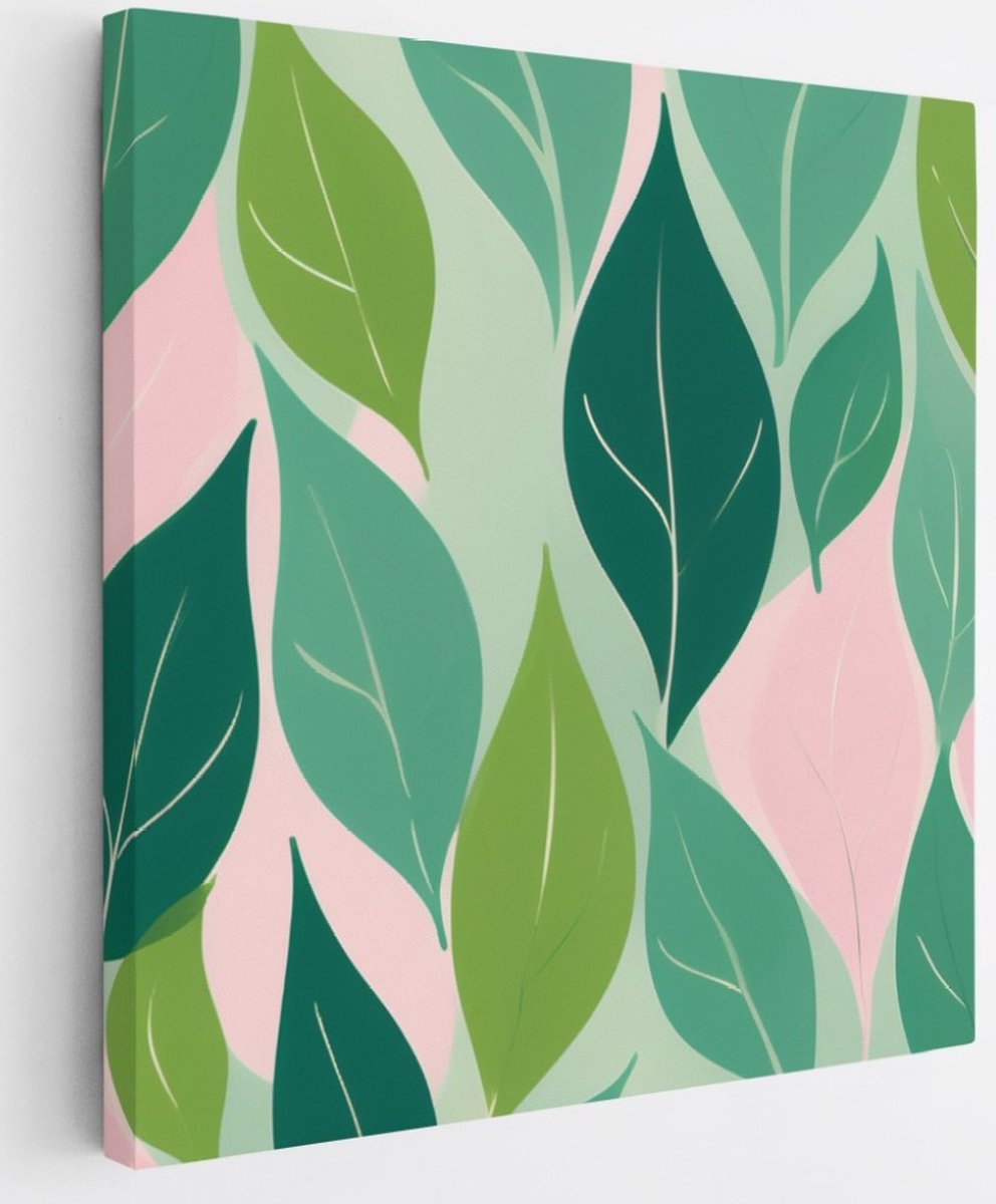 Saammp Canvas Schilderij - Planten - Roze - Abstract - 60x60 - Foto op canvas - Wanddecoratie - Muurdecoratie Woonkamer - Slaapkamer decoratie - Canvas Print Multicolor