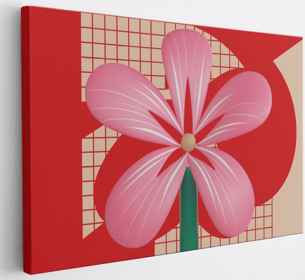 Saammp Canvas Schilderij - Roze Bloem - Abstract - 120x80 - Foto op canvas - Wanddecoratie - Muurdecoratie Woonkamer - Slaapkamer decoratie - Canvas Print Multicolor