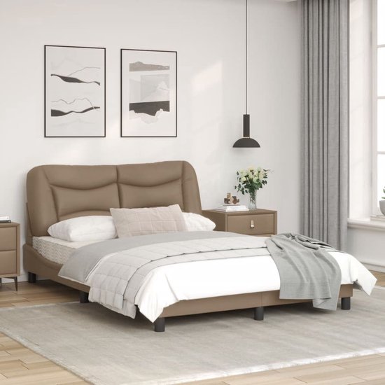 vidaXL Bedframe met hoofdbord en LED gerookt eikenkleur