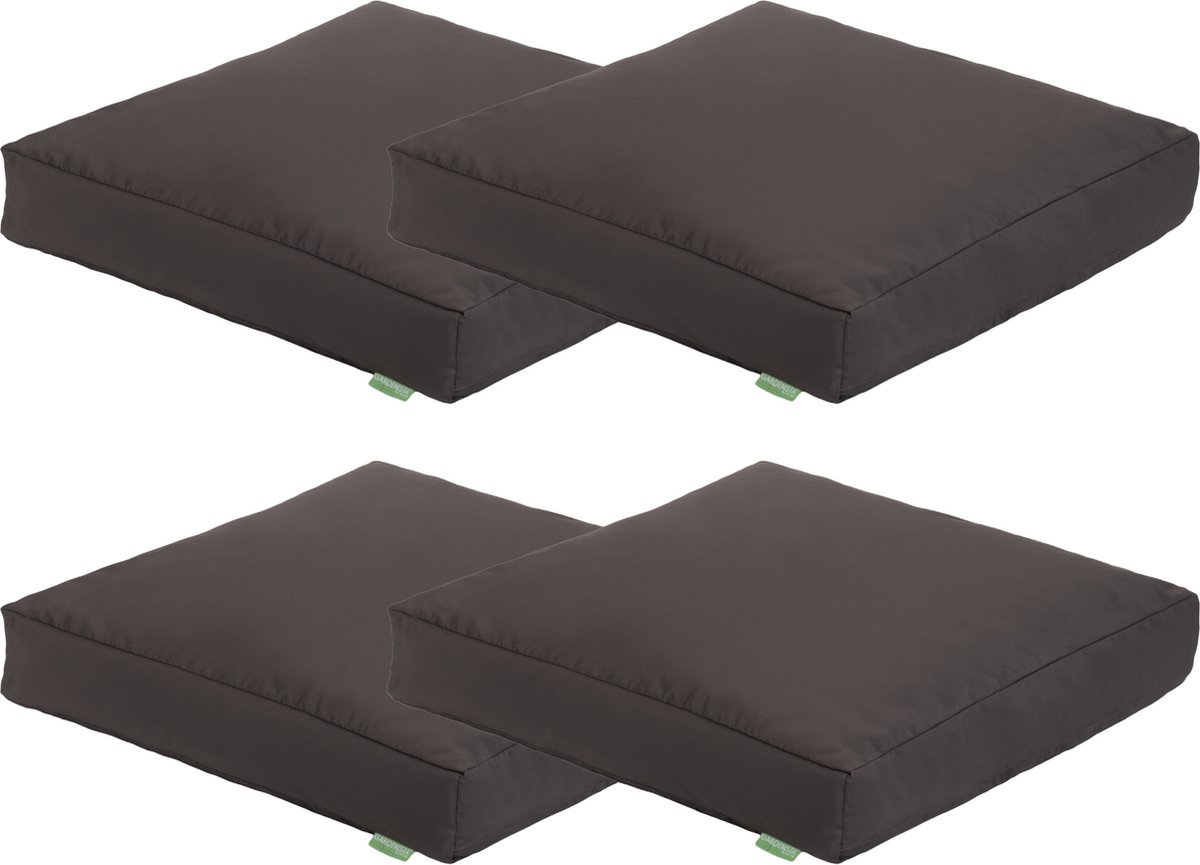 Stijlvol vierkant loungekussen in neutrale tinten voor binnen en buiten, afmeting 60x60 cm.