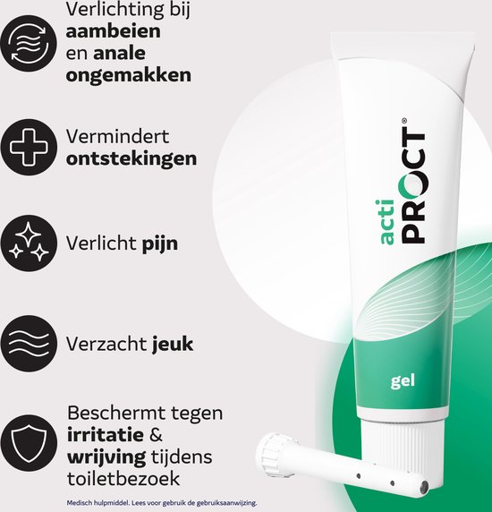 Actiproct Gel Tube 30 g - Aambeienzalf met direct verkoelend effect, Snelle verlichting bij aambeien (inwendig en uitwendig), Voor Anale verzorging, Vermindert jeuk en Verlicht irritatie, incl. applicator