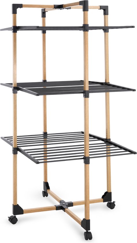 Meisterhome - Extra Grote Droogtoren - Droogrek - inklapbaar - Met wieltjes – 30 meter drooglengte – Extra licht - Wasrek van carbon staal – Tot 30kg wasgoed