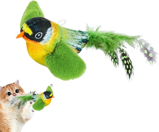 Vliegende vogel kat speelgoed met licht en geluid, simulatie vogel interactief kat vliegend speelgoed voor binnenkatten, grappig interactief elektrisch hangend adelaar vogel speelgoed voor katten