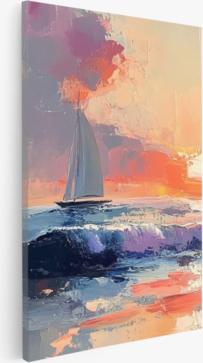 Saammp Canvas Schilderij - Kleurrijk landschap - kunst - Abstract - 40x60 - Foto op canvas - Wanddecoratie - Muurdecoratie Woonkamer - Kantoor Decoratie Multicolor