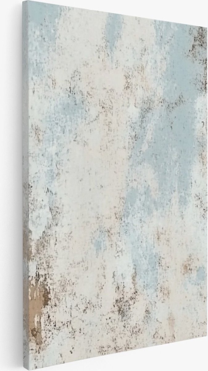 Saammp Canvas Schilderij - Blauwe wanddecoratie- Abstract - Blokken - 30x45 - Foto op canvas - Wanddecoratie - Muurdecoratie Woonkamer - Kantoor Decoratie Multicolor