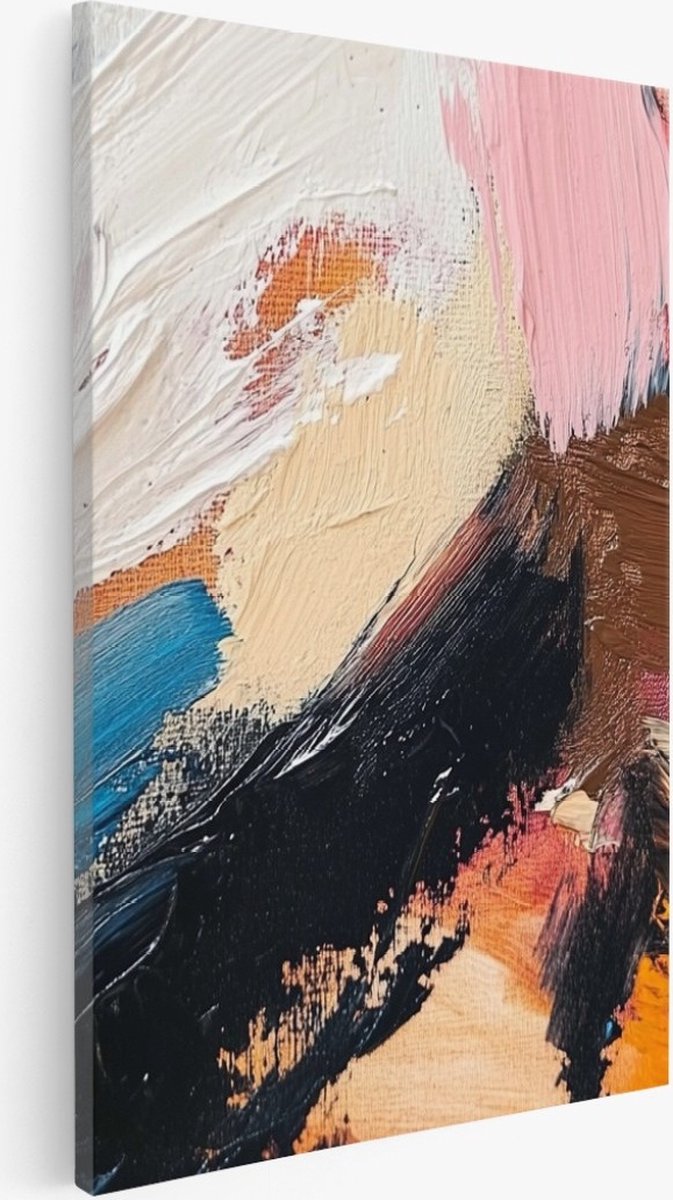 Saammp Canvas Schilderij - Groffen verf strepen- Abstract kunstwerk - 50x70 - Foto op canvas - Wanddecoratie - Muurdecoratie Woonkamer - Slaapkamer decoratie - Canvas Print Multicolor