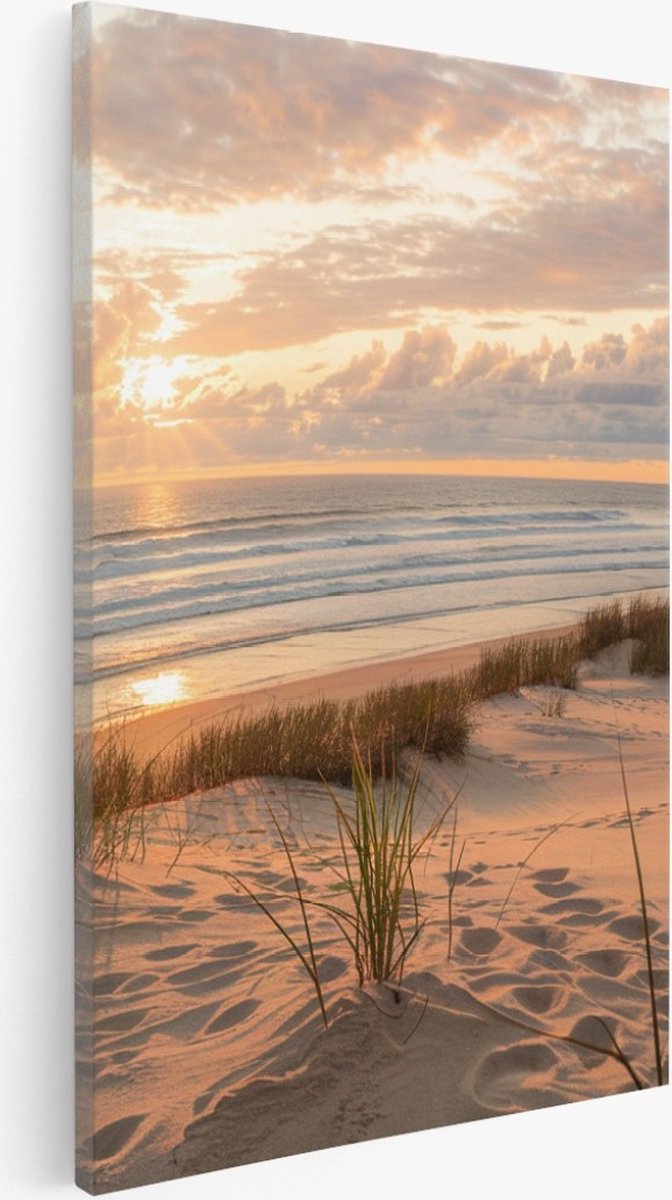 Saammp Canvas Schilderij - Strand En Zee - duinen - 40x50 - Foto op canvas - Wanddecoratie - muurdecoratie Woonkamer - Slaapkamer decoratie - Canvas Print Multicolor