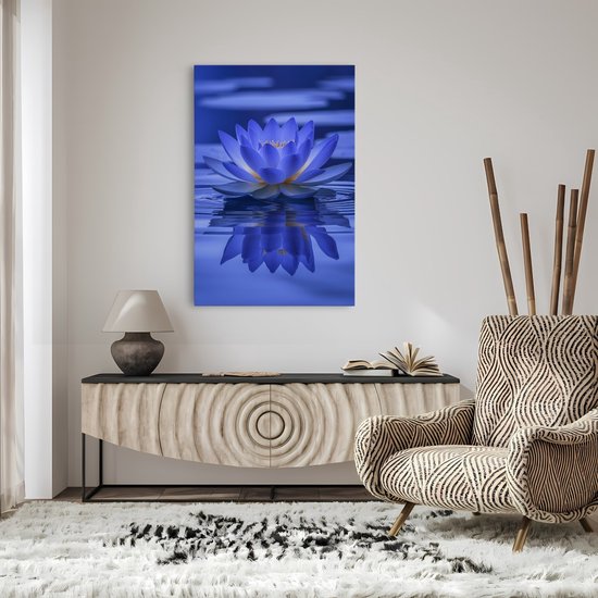 Saammp Canvas Schilderij - bloemen - Blauw - 50x70 - Foto op canvas - Wanddecoratie - Muurdecoratie Woonkamer - Kantoor Decoratie