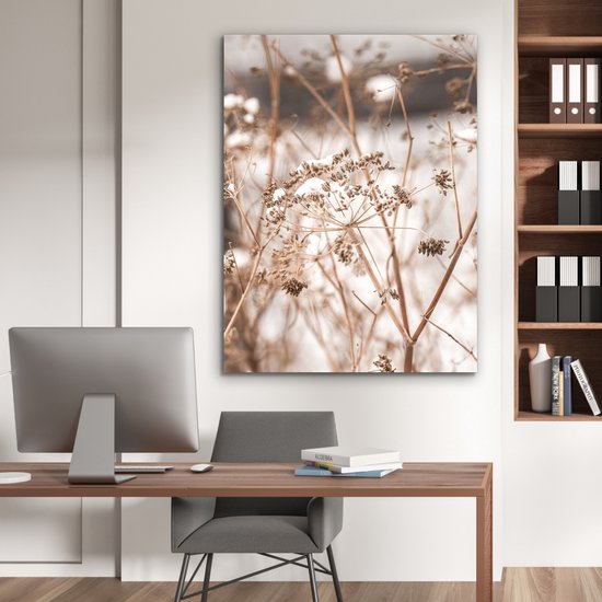 Tableau aluminium 90x120 cm - Décoration murale métal - Fleurs séchées - Wit - Plantes - Décoration murale métal salon - Décoration industrielle - Photo sur dibond - Accessoires industriels chambre