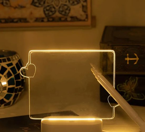 Creative - Led - Nachtlampje Inclusief Pen - Uitgumbaar - USB Aansluiting - Schrijflamp - Notitiebord van Merkloos — afbeelding 2