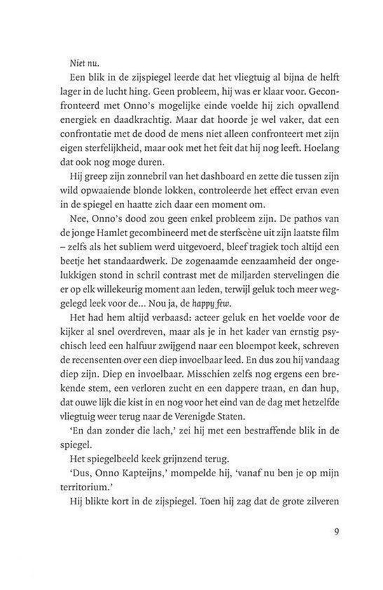 Een reflectie in een spiegel toont een close-up van het gezicht van een man, de tekst 'Niet nu.' is bovenaan de pagina.