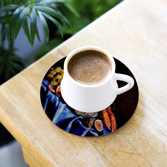 Dessous de verre Champagne - Luxe - Huîtres - 10x10 cm - 6 morceaux - Sous pour Verres et Tasses