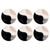 Dessous de verre Abstrait - Japandi - Beige - Moderne - 10x10 cm - 6 morceaux - Sous pour Verres et Tasses