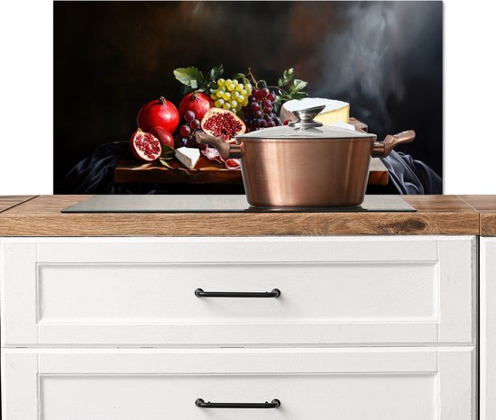 Crédence de Cuisinière en Aluminium 80x40 cm - Buvette - Nature morte - Vintage - Écran Pare-éclaboussures pour Plaque de Cuisson - Protection Murale