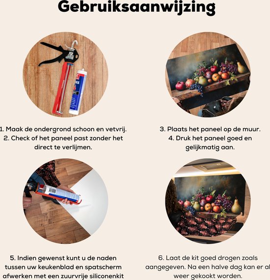 Crédence de Cuisinière en Aluminium 60x40 cm - Rustique - Nature morte - Fruits - Écran Pare-éclaboussures pour Plaque de Cuisson - Protection Murale