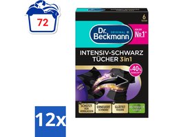 Dr. Beckmann - Kleurverzorging - Intensive Black 2 in 1 - Donkere Was - 6 Doekjes - Voordeelverpakking - 12 stuks