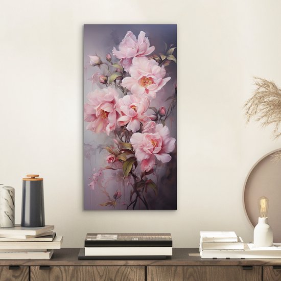 Tableau aluminium 20x40 cm - Décoration murale métal - Roses - Fleurs - Rose - Art - Aquarelle - Décoration murale métal salon - Décoration industrielle - Photo sur dibond - Accessoires industriels chambre