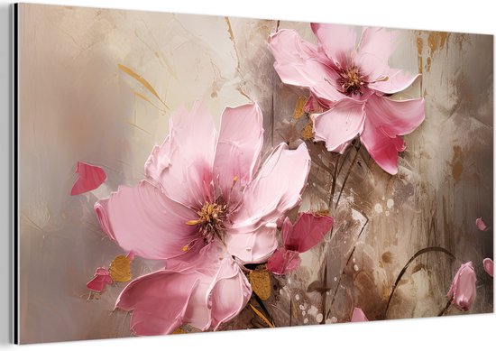Tableau aluminium 40x20 cm - Décoration murale métal - Fleurs - Rose - Art - Aquarelle - Décoration murale métal salon - Décoration industrielle - Photo sur dibond - Accessoires industriels chambre