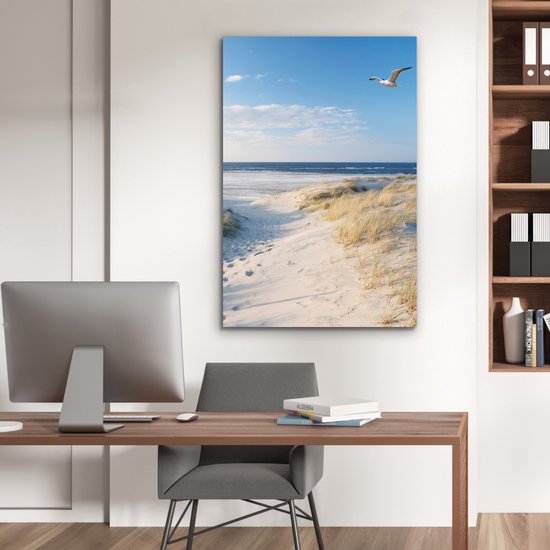 Décoration murale Métal - Aluminium Peinture Industrielle - Dune - Mouette - Plage - Mer - Soleil - 80x120 cm - Dibond - Photo sur aluminium - Décoration murale industrielle - Pour le salon / chambre