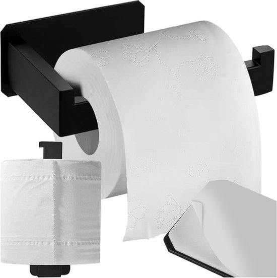 Relaxdays toiletrolhouder, zonder boren, rvs, badkamer, HxBxD