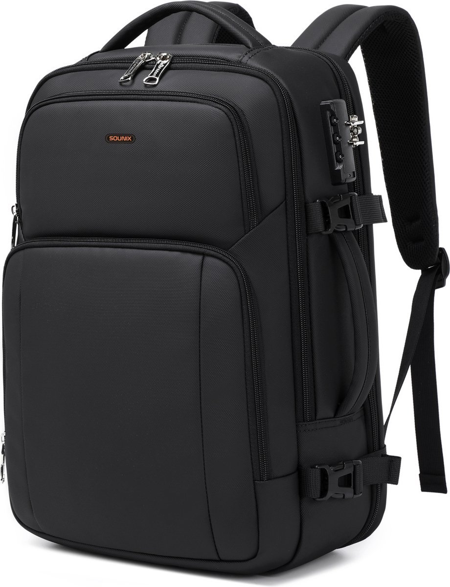 Sounix Laptoptas 15.6 inch - Laptoptas Dames & Heren - Rugzak - Rugzak - Laptop Rugtas - Hoge kwaliteit - Zwart