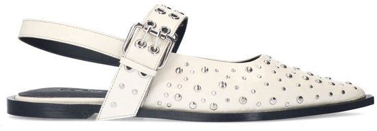 Sacha - Femme - Escarpins à bride arrière en cuir blanc cassé avec clous et boucle - Taille 37