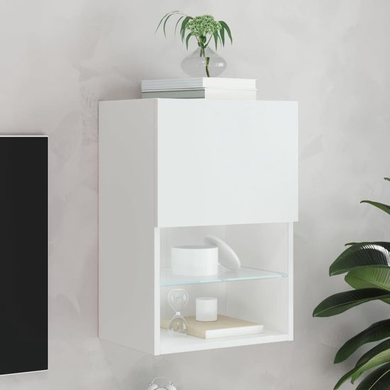 TV-meubel 200 cm - met LED en glazen deur - MDF en spaanplaat - Natuur