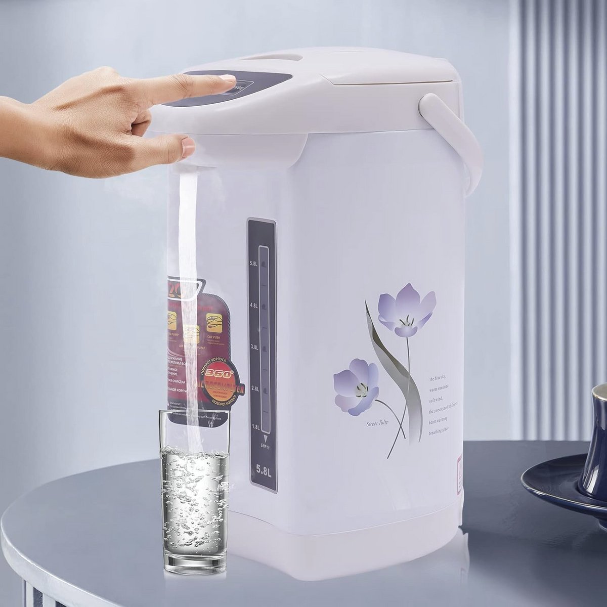Warmwaterdispenser 4L RVS Elektrische Thermopot met Knopbediening voor Thuis en Kantoor