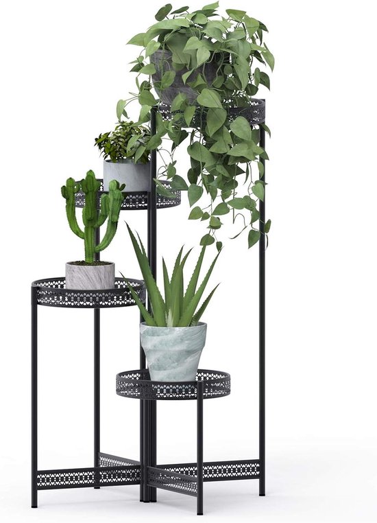 unho Plantenrek voor binnen, plantenhouder smeedijzer, voor buiten, binnen, 5 niveaus, houder voor binnen en buiten, ideaal voor huis, balkon, terras, tuin, maximale belasting 50 kg, 107 x 57 x 22 cm