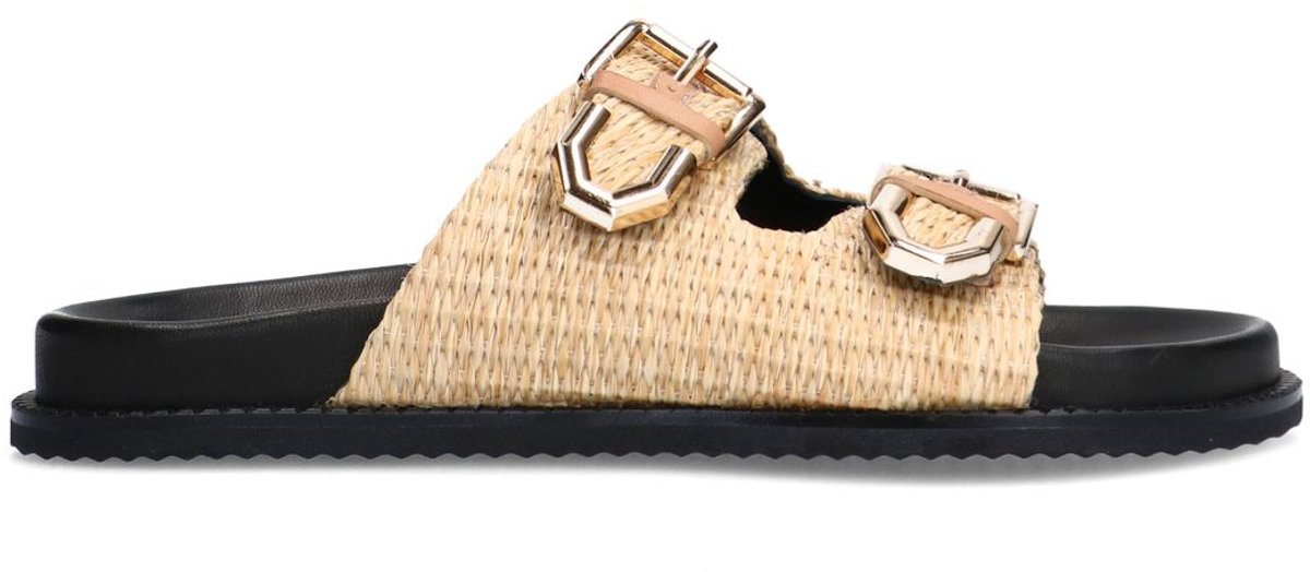 Sacha - Dames - Beige raffia slippers - Maat 37