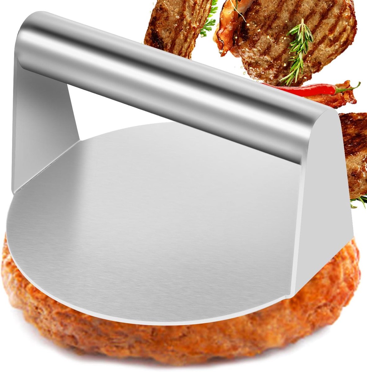 Roestvrijstalen Burgerpers - Professionele Grillaccessoires - Ø 5,2 inch