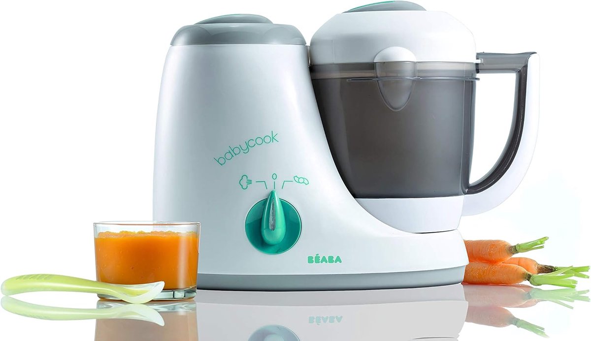 Image of 4 in 1 Babyvoedingsmachine voor Gezonde Maaltijden - Stoomoven, Kookmandje & Receptenboek