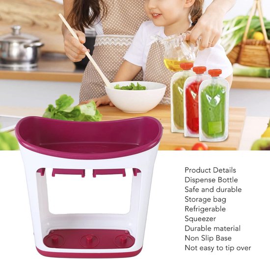 Voedselpers voor Babyvoeding met Opbergtassen - Handige Squeeze Station voor Zelfgemaakte Puree — afbeelding 3