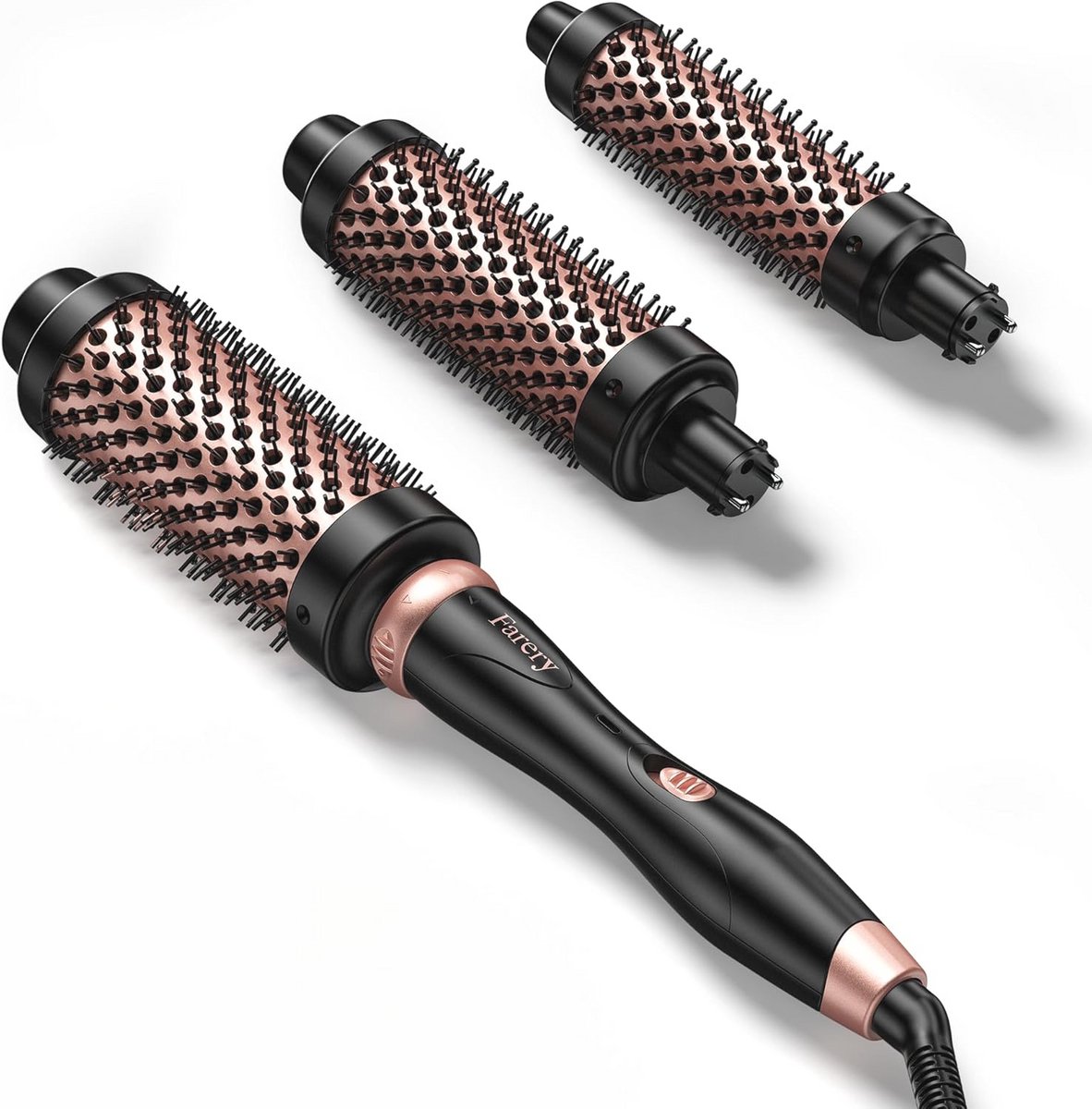3-in-1 Keramische Ronde Borstel voor Volumineuze Krullen en Golfjes - Snel Opwarmende Hairstyler