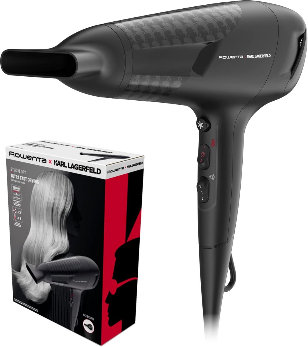 Haardroger 2300 W met Effiwatts-technologie en Thermo Control - Zwart