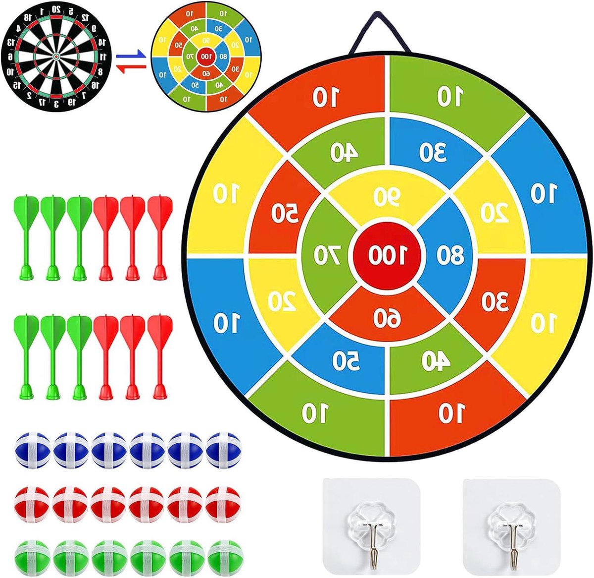 Dubbelzijdig Kinderdartbord - Speelgoed voor Binnen en Buiten - 29 inch - Geschikt voor Jongens