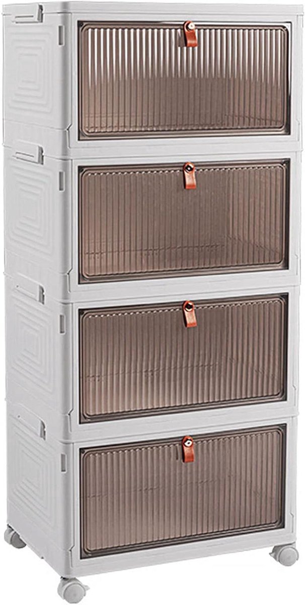 4-laags stofdichte opbergdoos - multifunctioneel en mobiel - 1 stuk - wit - plastic