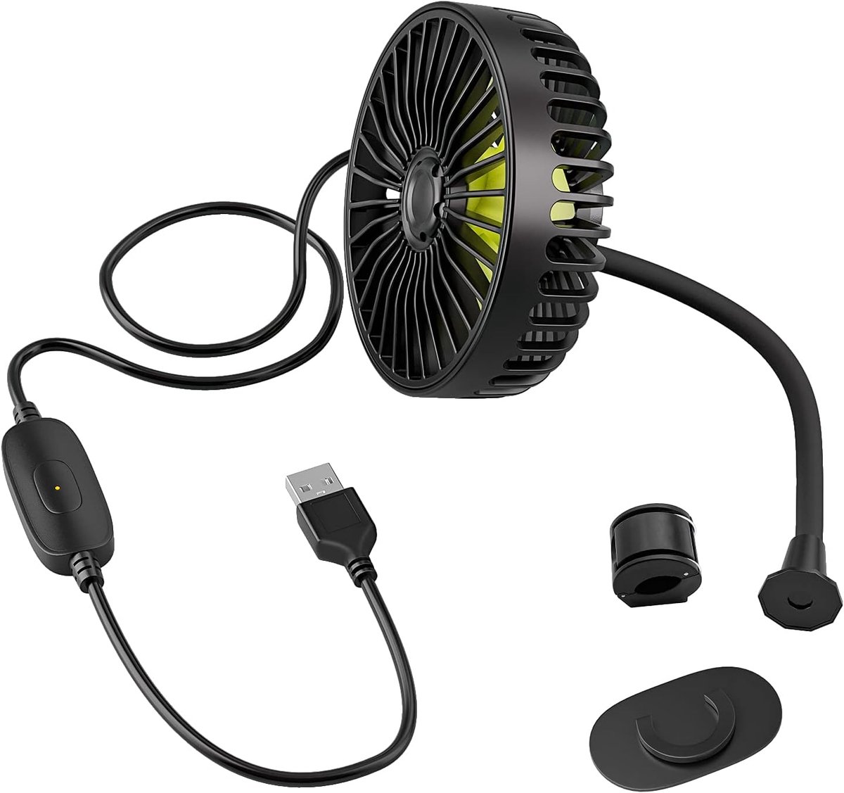 Draagbare USB-Koelventilator met 360° Rotatie en 3 Snelheden voor Auto en Bureau
