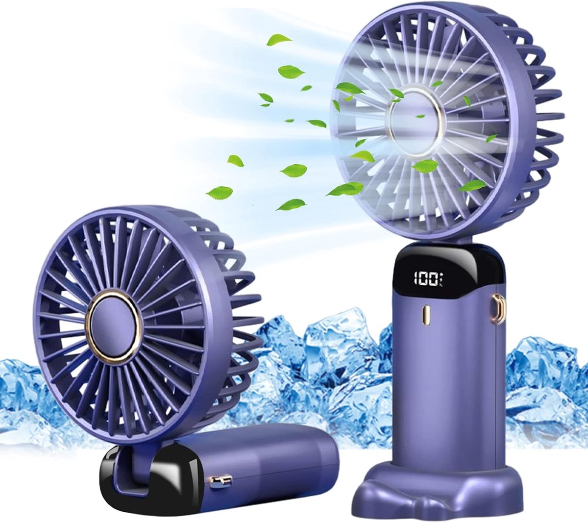 Draagbare USB Oplaadbare Handventilator met 5 Snelheden en LED-Display