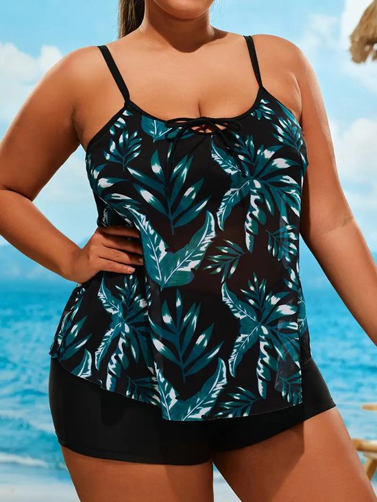 Tankini Femme 2 Pièces - Bandeau Rembourré + Shorty - Polyester/Elastane