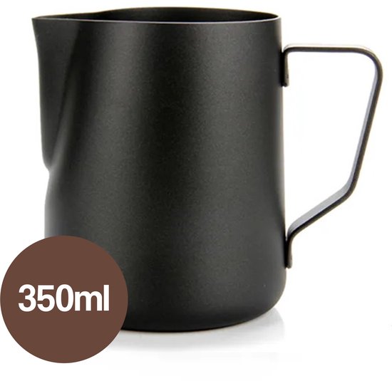 Pot à lait DIVERZA 350 ml – Pot à lait moussant – Zwart – Pot à mousse de lait – Pot à lait – Barista – Acier inoxydable