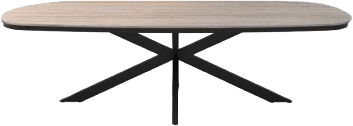 7-delige tuinset | 6 Mona tuinstoelen (Sand) | Tuintafel Cadiz 240x115cm (Black)