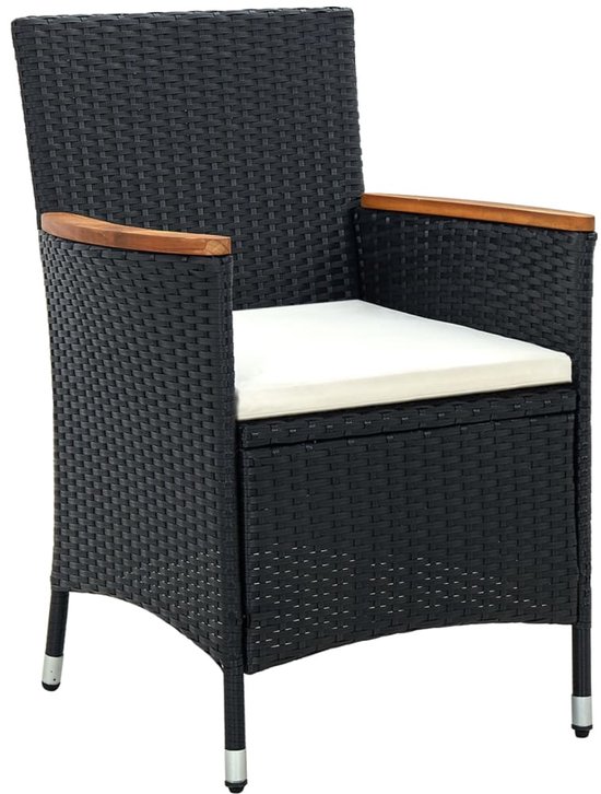 vidaXL 2x Tuinstoel Buitenstoel Stoel Tuinmeubel Tuin Buiten Zitmeubel Zitstoel Stoelen Tuinmeubilair Buitenstoelen Poly Rattan Zwart