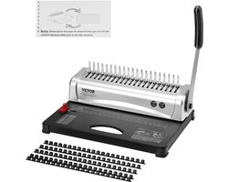 VEVOR Bindmachine, Kambindmachine 21 Gaats Binden 450 Vellen, Boekbindmachine met 100 Stuks 3/8 Inch Kambindruggen, voor Letterformaat, A4, A5