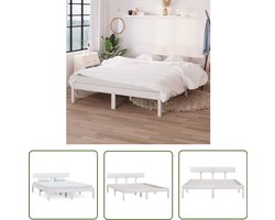 vidaXL Bedframe Massief Grenenhout Wit 120x200 cm Massief Hout Bed Frame - Houten Bed - Tweepersoons Bed - Bed Frame 120x200 - Wit Bed Frame