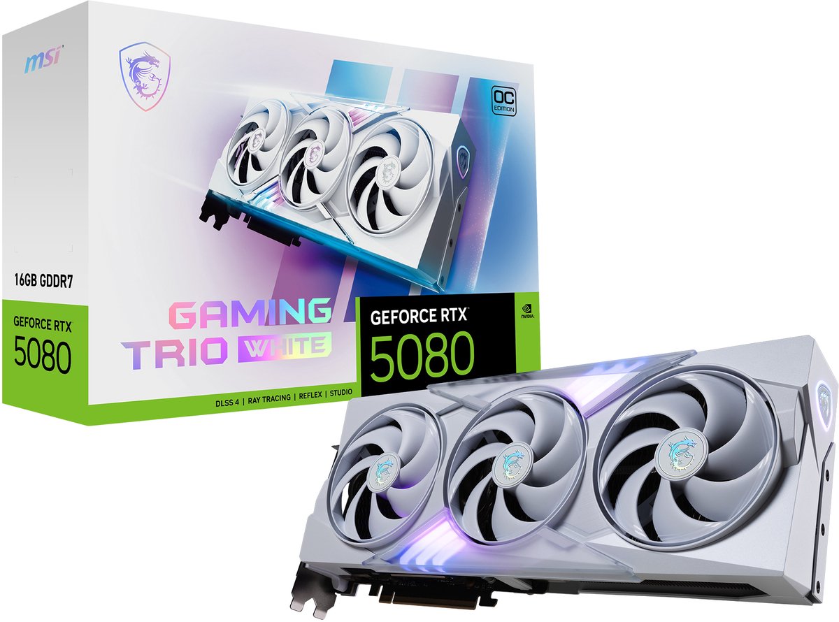 MSI GeForce RTX 5080 16G GAMING TRIO OC WHITE grafische kaart