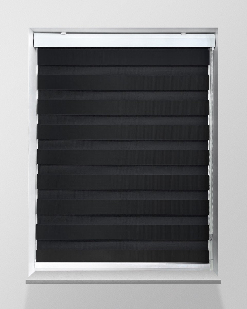 Duo Rolgordijn Lichtdoorlatend - Zwart - 192x175cm - Op maat gemaakt