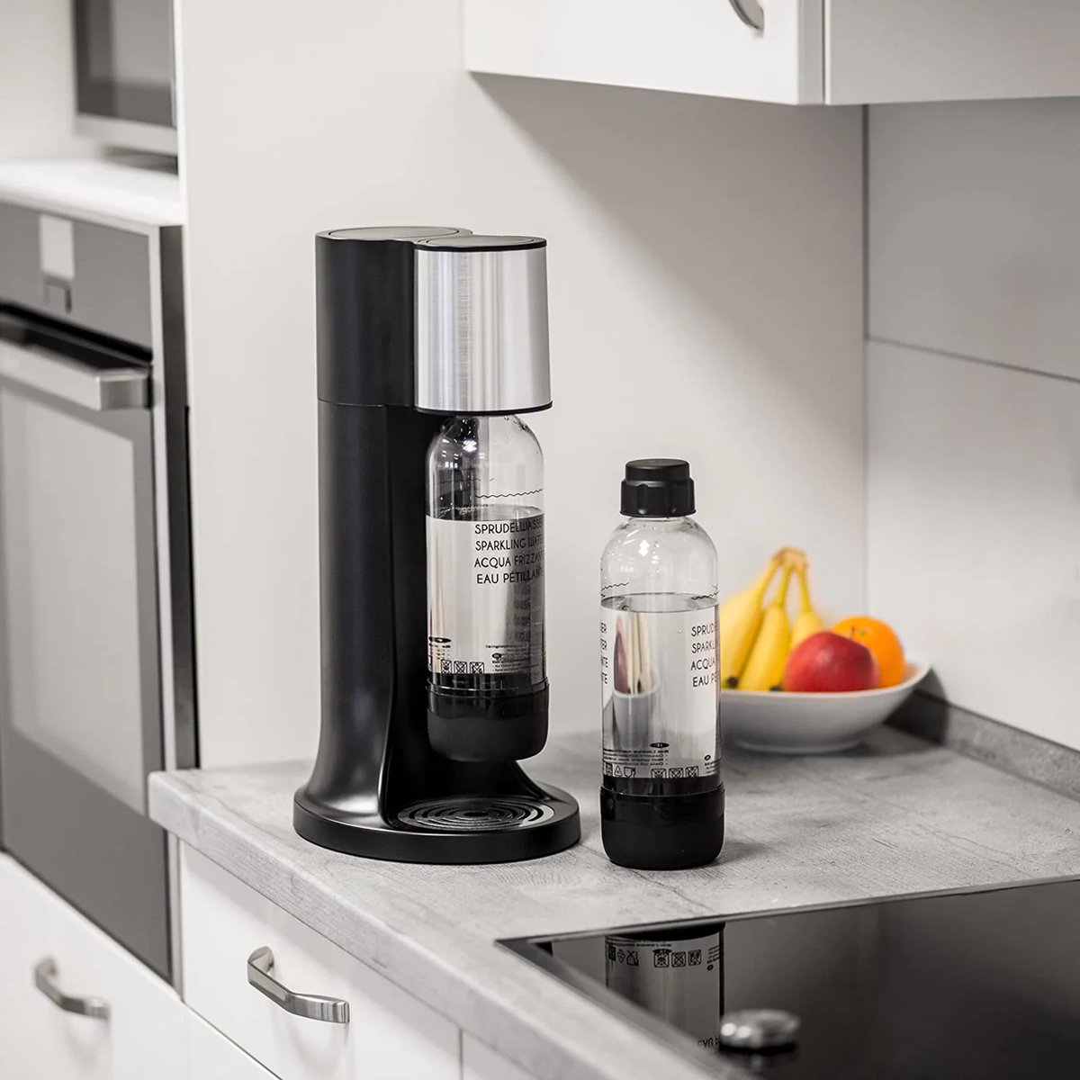 Levivo Machine à Soda WATER Fournie avec Bouteille en Verre et Cyline de CO2, Adapté pour les