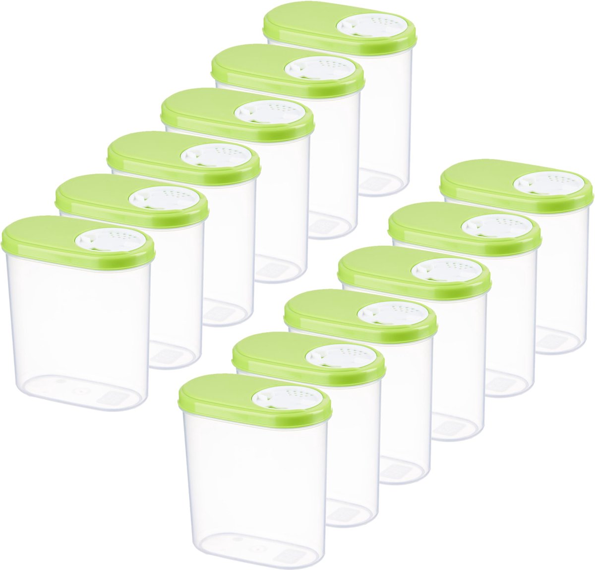 La'Moussawi ® Kruidenpotjes Set van 12 met Verstelbare Openingen en Stapelbare Ontwerp